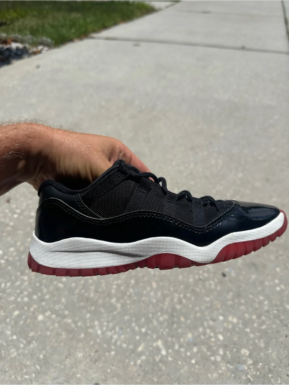 Nike Boys Air Jordan 11 FV5116-006 Black Leather Lace-Up Sneakers Size 2.5Y